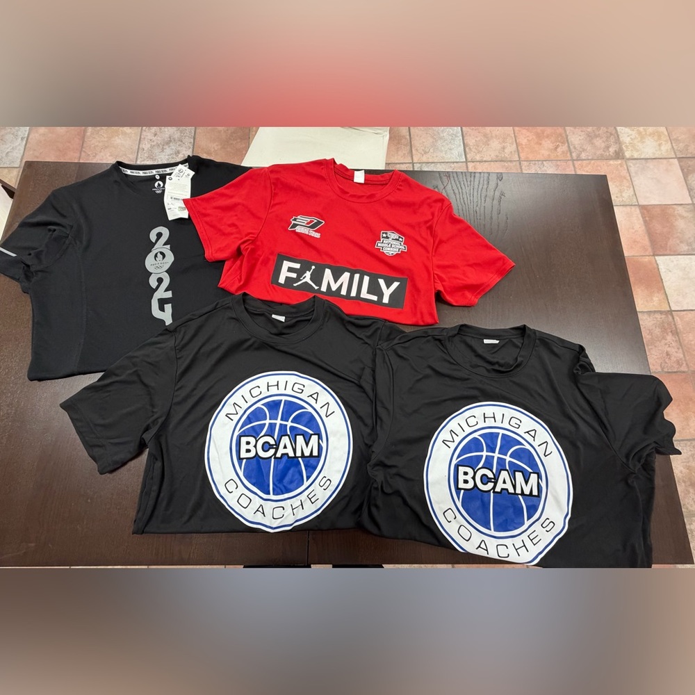 Four size medium jersey material tee shirts